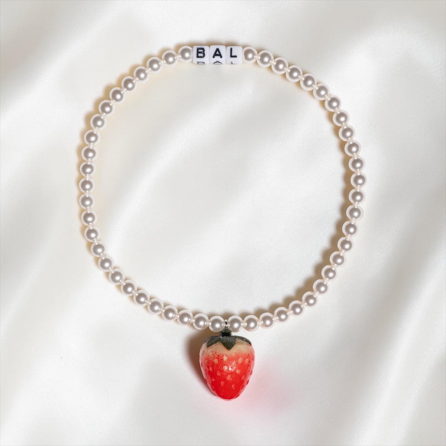 Swarovski Pearl Necklace with strawberry charm