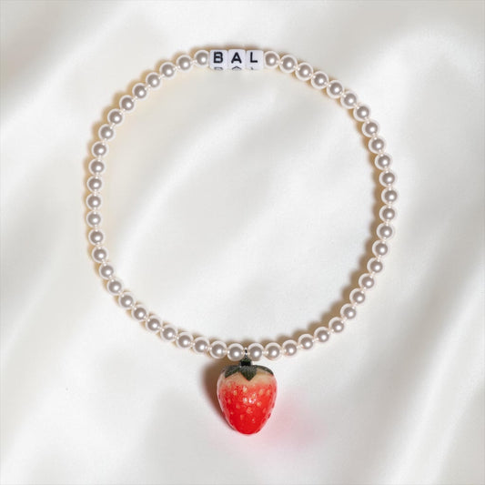 Swarovski Pearl Necklace with strawberry charm
