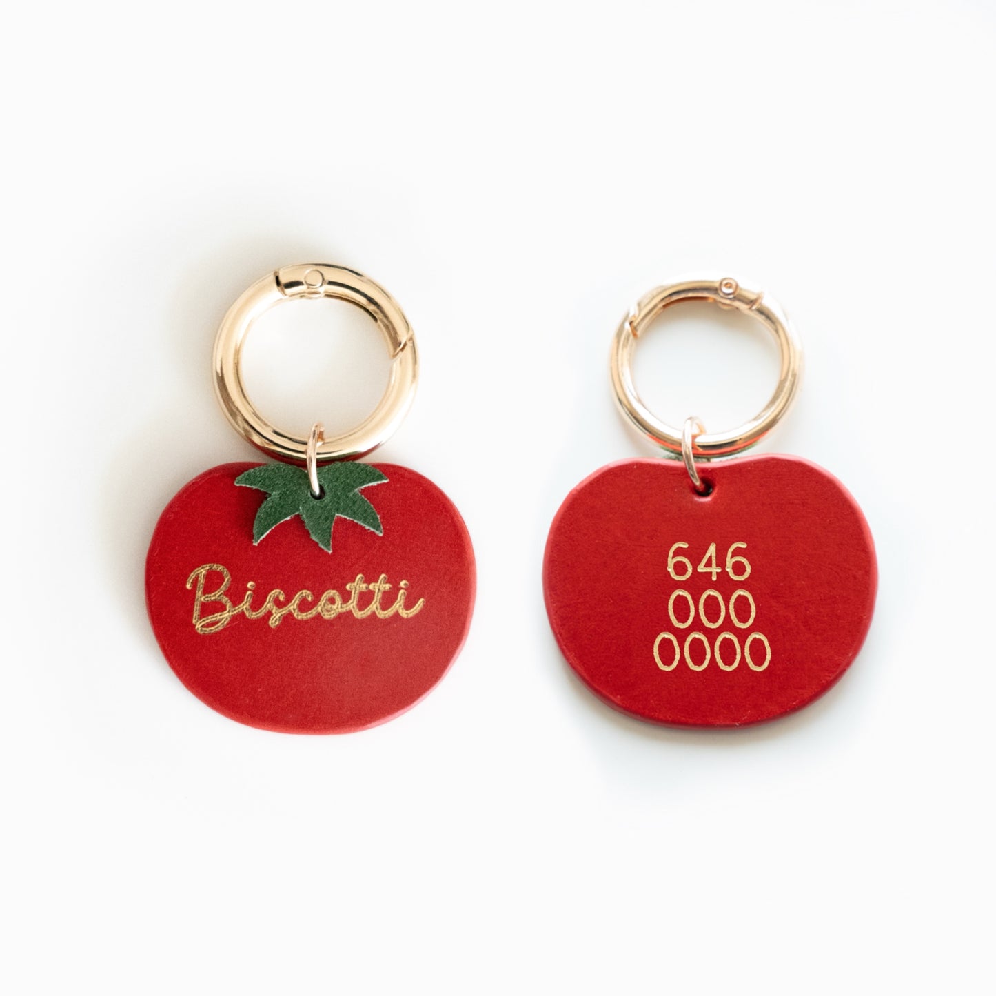 Leather Dog Tag - Tomato