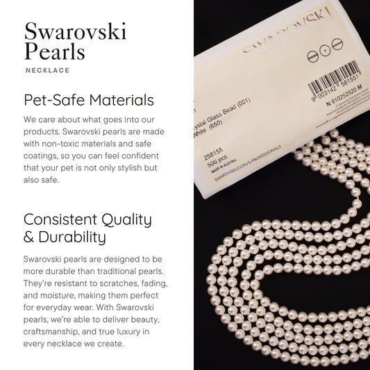 Leather Dog Tag with Swarovski Pearl Necklace