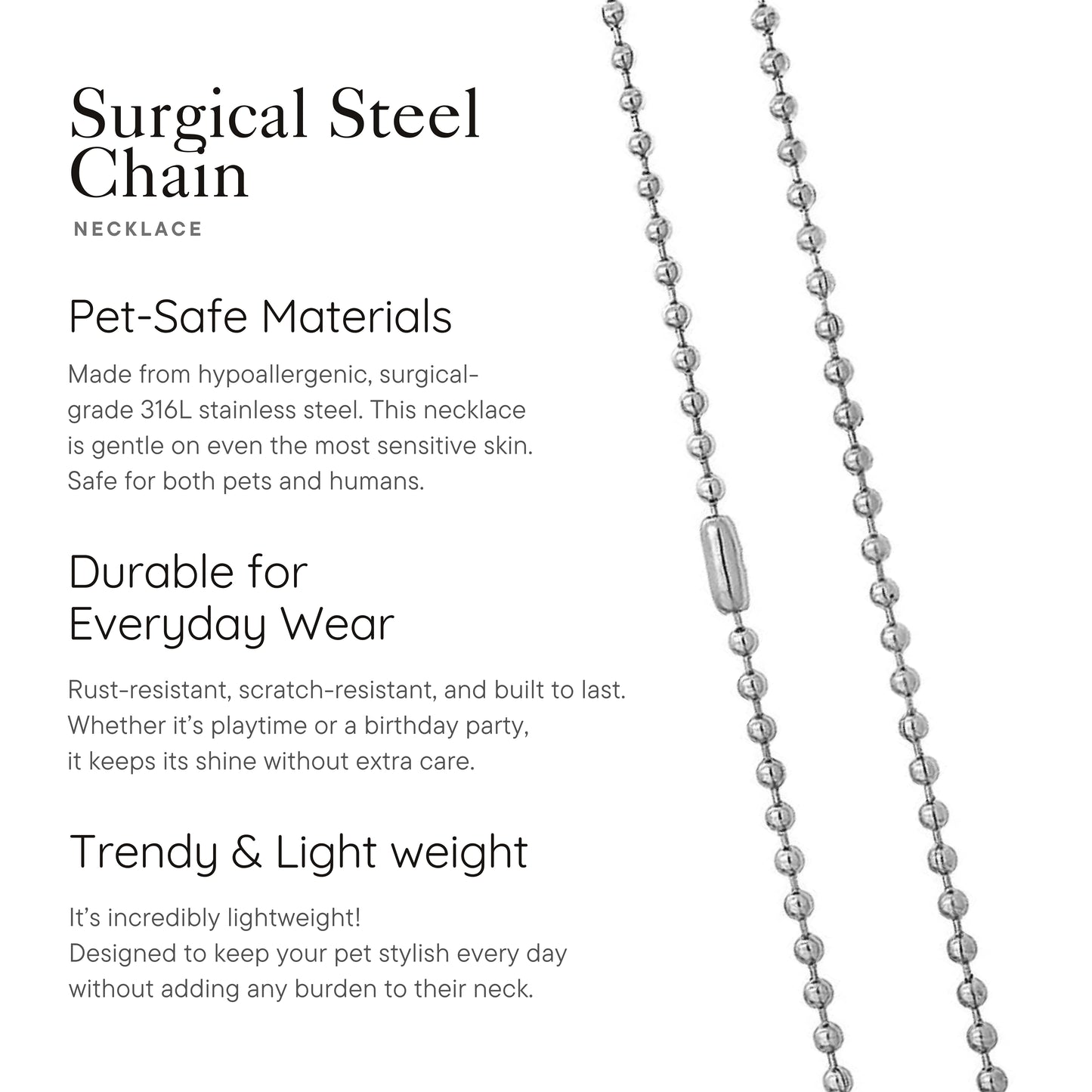 Leather Dog Tag with Surgical Steel Necklace