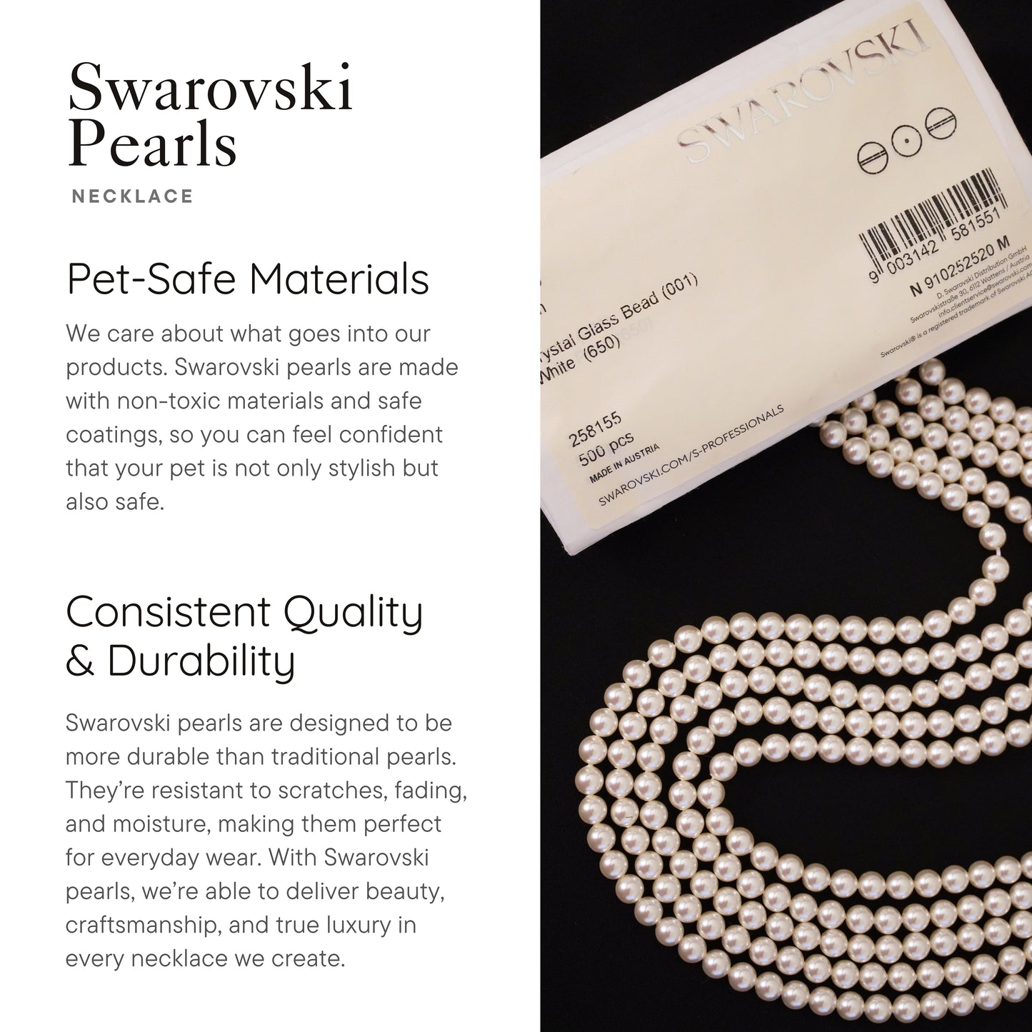 Leather Dog Tag with Swarovski Pearl Necklace