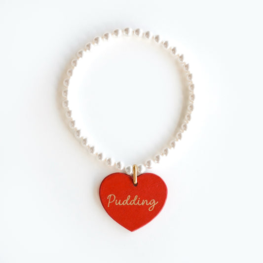 Leather Dog Tag with Swarovski Pearl Necklace