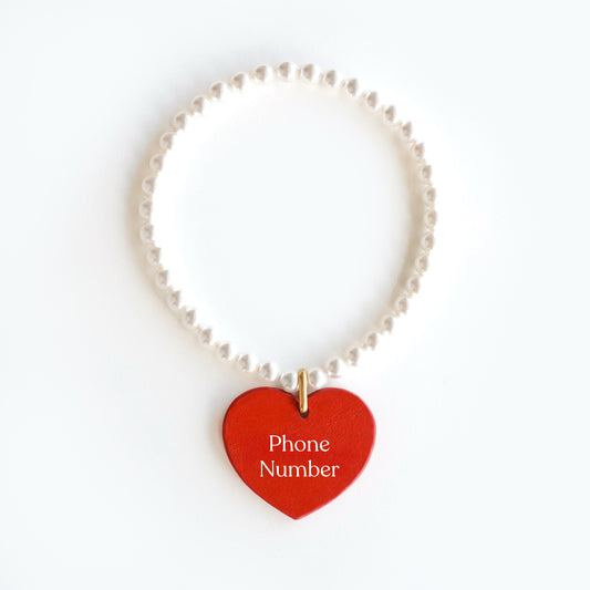 Leather Dog Tag with Swarovski Pearl Necklace