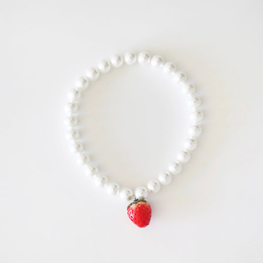 Swarovski Pearl Necklace with strawberry charm